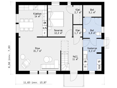 Bilde av en plantegning på et hus som passer perfekt for små eller smale tomter